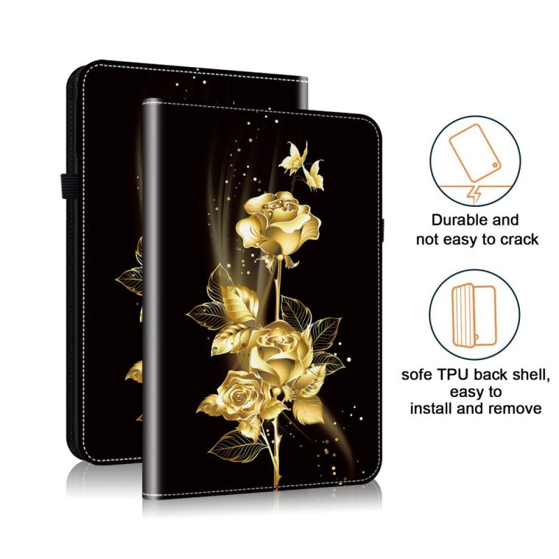 Hoesje Case Samsung Galaxy Tab S10 Plus Telefoonhoesje Gouden Rozen