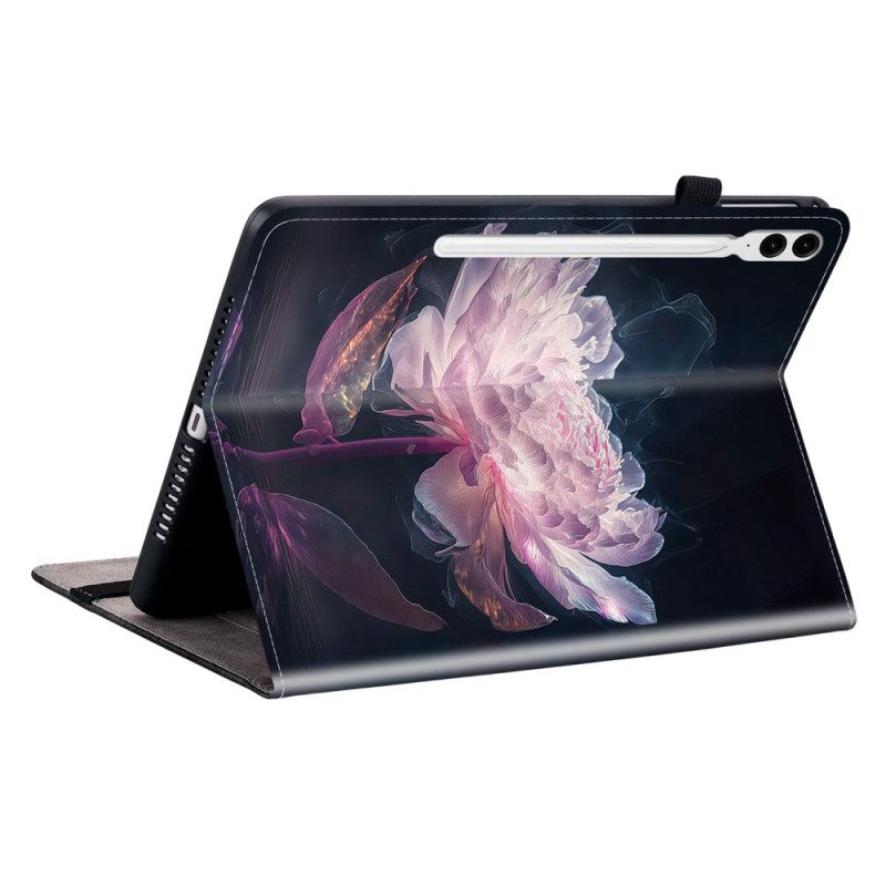 Hoesje Case Samsung Galaxy Tab S10 Plus Telefoonhoesje Paarse Pioenroos