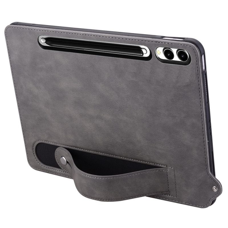 Hoesje Voor Samsung Galaxy Tab S10 Plus Stylushouder En Riem Met Leer-effect