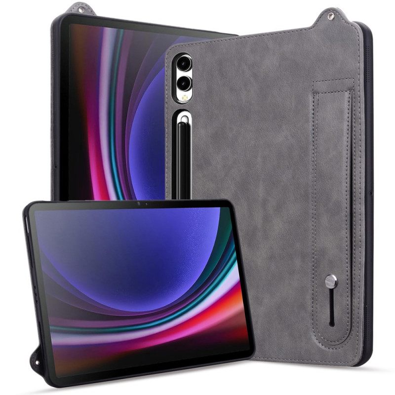 Hoesje Voor Samsung Galaxy Tab S10 Plus Stylushouder En Riem Met Leer-effect