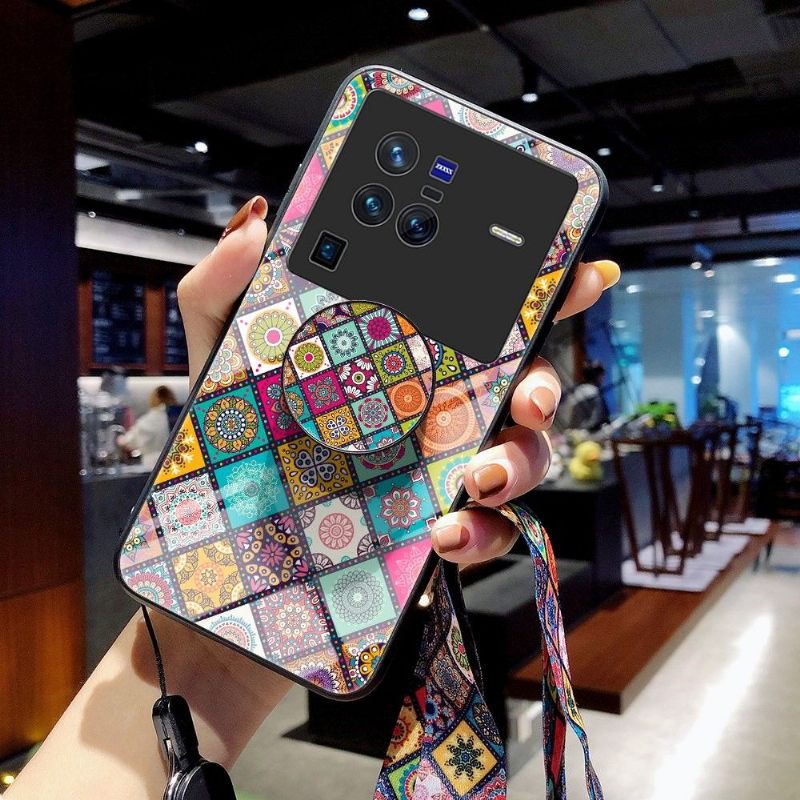 Hoesje voor Vivo X80 Pro Anti-fall Mandala-caleidoscoop Met Standaard