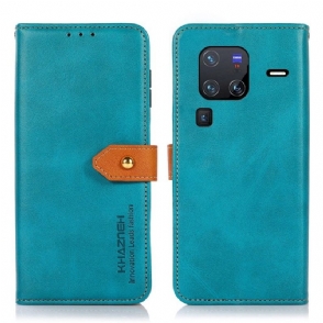 Leren Hoesje voor Vivo X80 Pro Khazneh Tweekleurig Kunstleer
