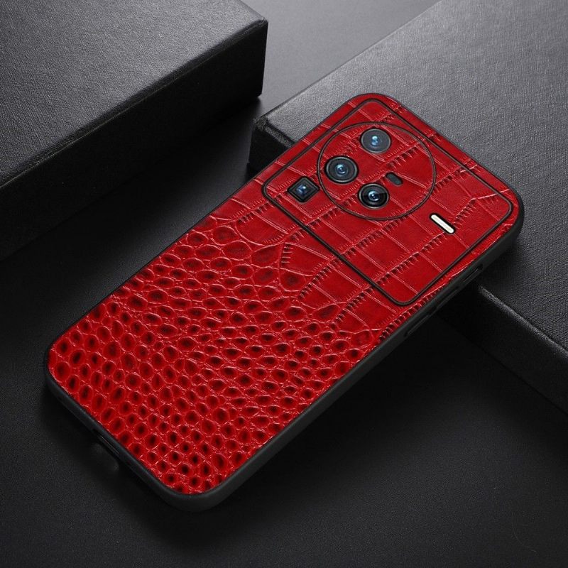 Telefoonhoesje voor Vivo X80 Pro Bescherming Colette Leer Met Krokodilleneffect