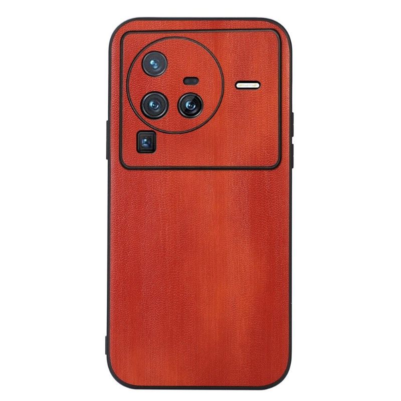 Telefoonhoesje voor Vivo X80 Pro Houtlook Ledereffect