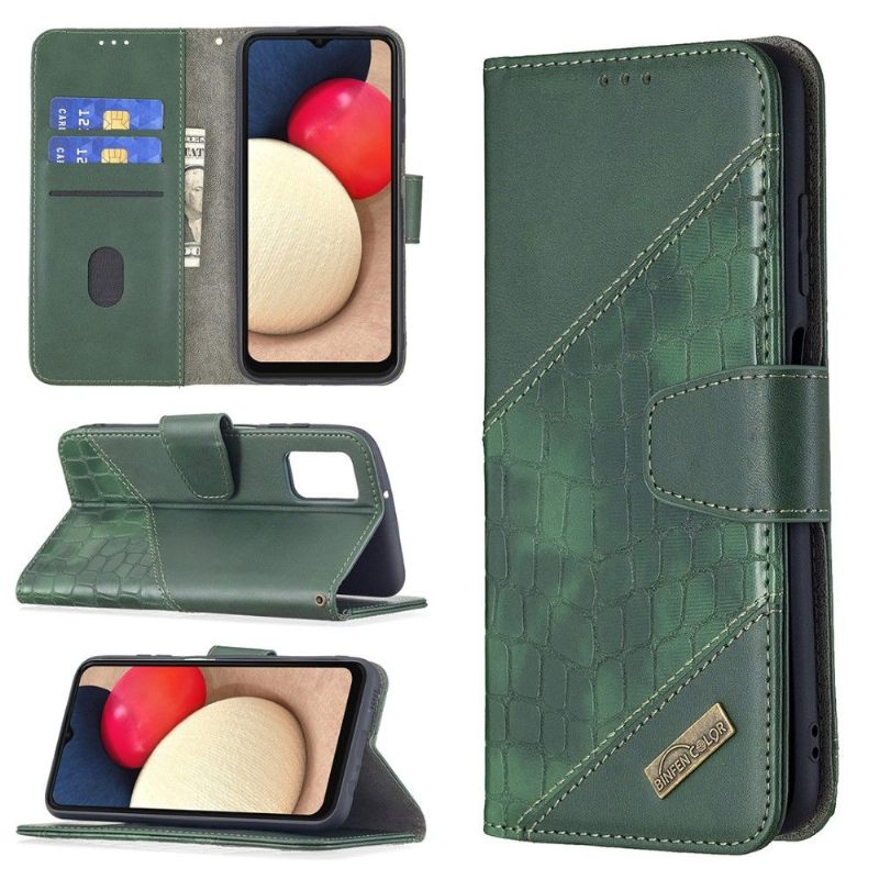 Folio-hoesje voor Samsung Galaxy A03s Croc Aspect Leereffect
