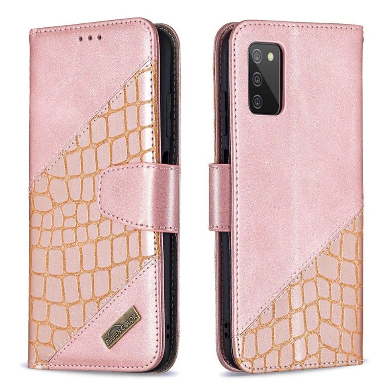 Folio-hoesje voor Samsung Galaxy A03s Croc Aspect Leereffect