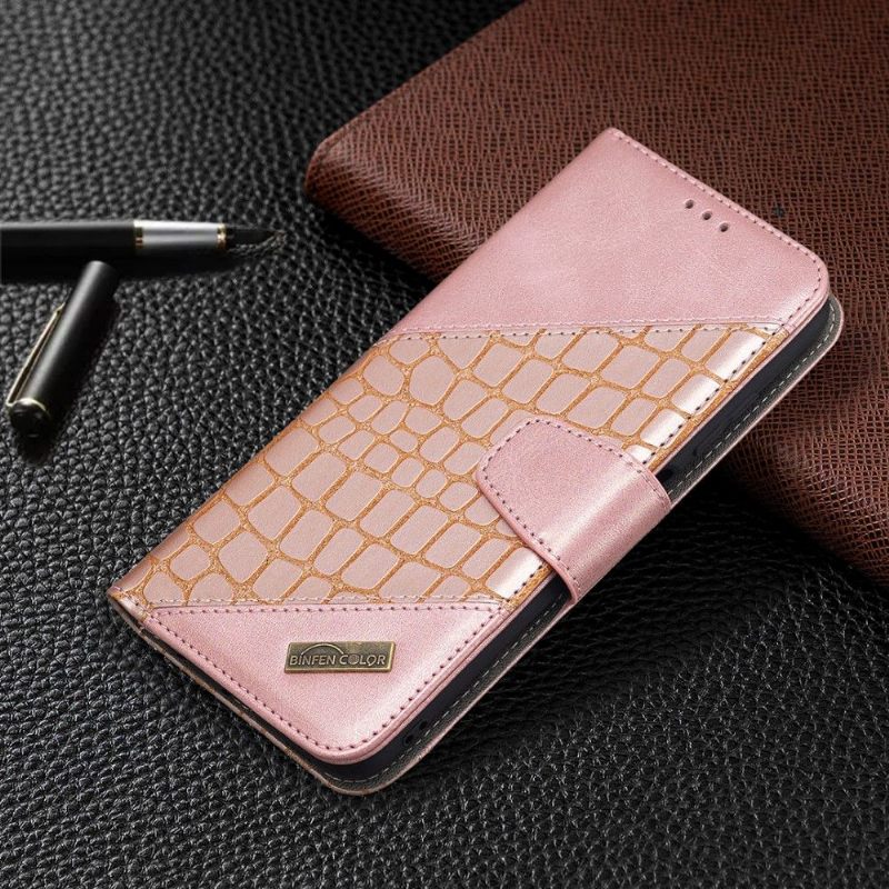 Folio-hoesje voor Samsung Galaxy A03s Croc Aspect Leereffect