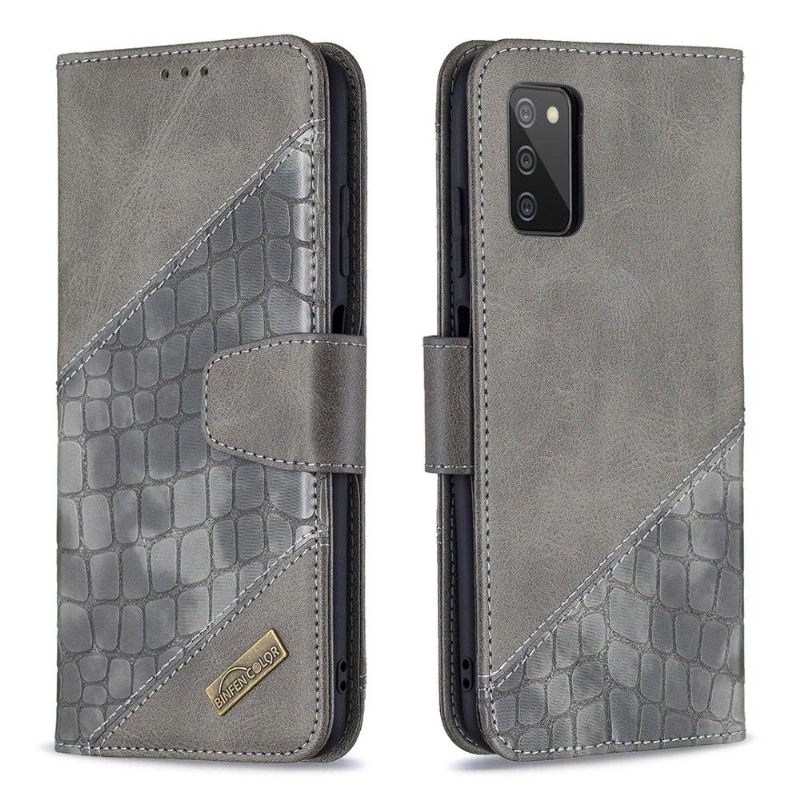Folio-hoesje voor Samsung Galaxy A03s Croc Aspect Leereffect