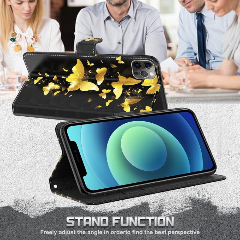 Folio-hoesje voor Samsung Galaxy A03s Gouden Vlinders Illustratie