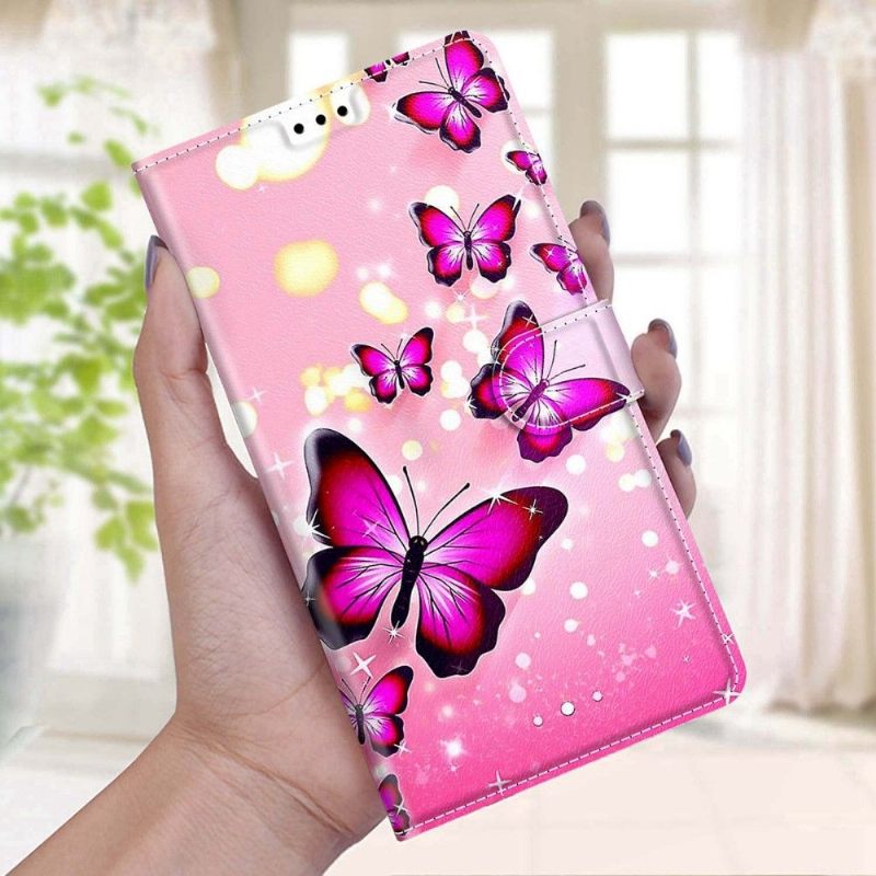 Folio-hoesje voor Samsung Galaxy A03s Roze Vlinders
