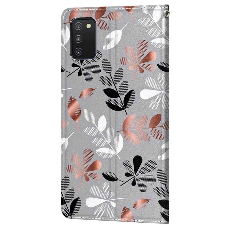 Leren Hoesje voor Samsung Galaxy A03s Illustratie Van Wilde Bladeren