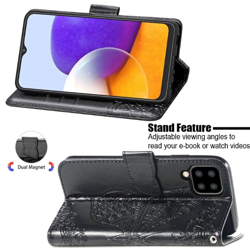 Flip Case voor Samsung Galaxy A22 4G Reliëfvlinder
