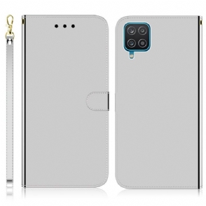 Flip Case voor Samsung Galaxy A22 4G Spiegeleffect Van Imitatieleer