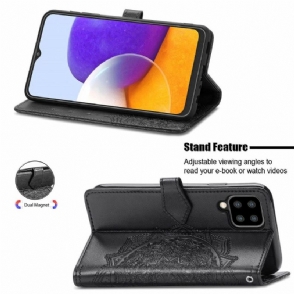 Leren Hoesje voor Samsung Galaxy A22 4G Bescherming Reliëf-mandala