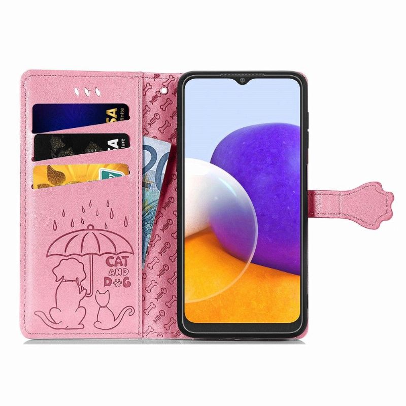 Leren Hoesje voor Samsung Galaxy A22 4G Dieren In Reliëf