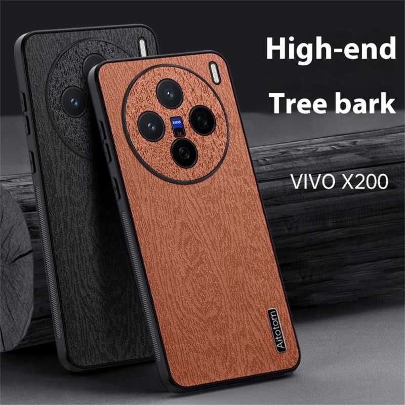 Case Hoesje Vivo X200 Telefoonhoesje Houtnerf-effect