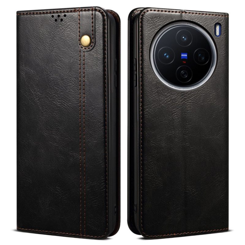 Folio-hoesje Vivo X200 Telefoonhoesje Gewaxt Kunstleer