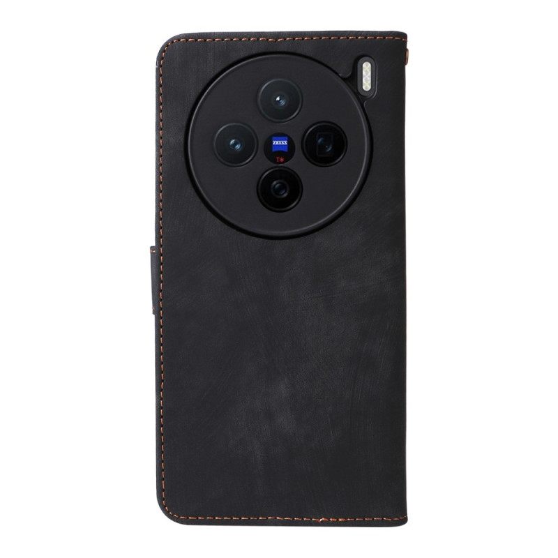 Folio-hoesje Vivo X200 Telefoonhoesje Suède-effect Met Bandje