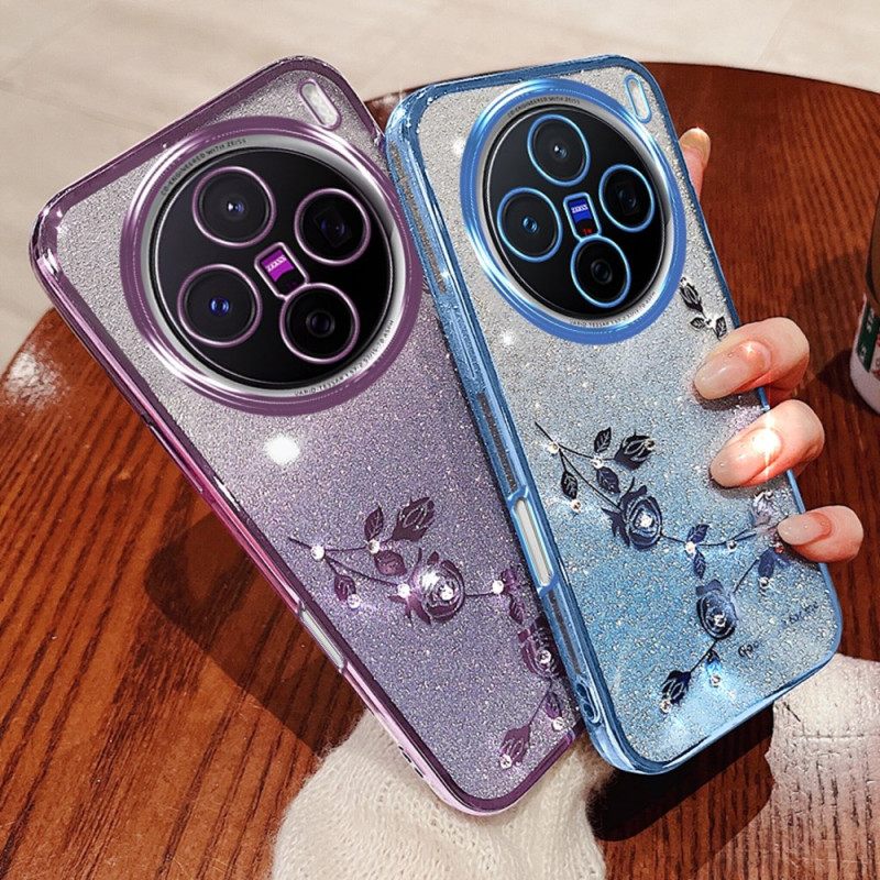 Hoesje Vivo X200 Hoesje Met Bloemen En Strass-steentjes Bescherming Hoesje