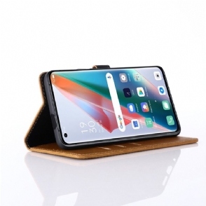 Cover voor Oppo Find X3 Pro Folio-hoesje Retro Kunstleer Folio