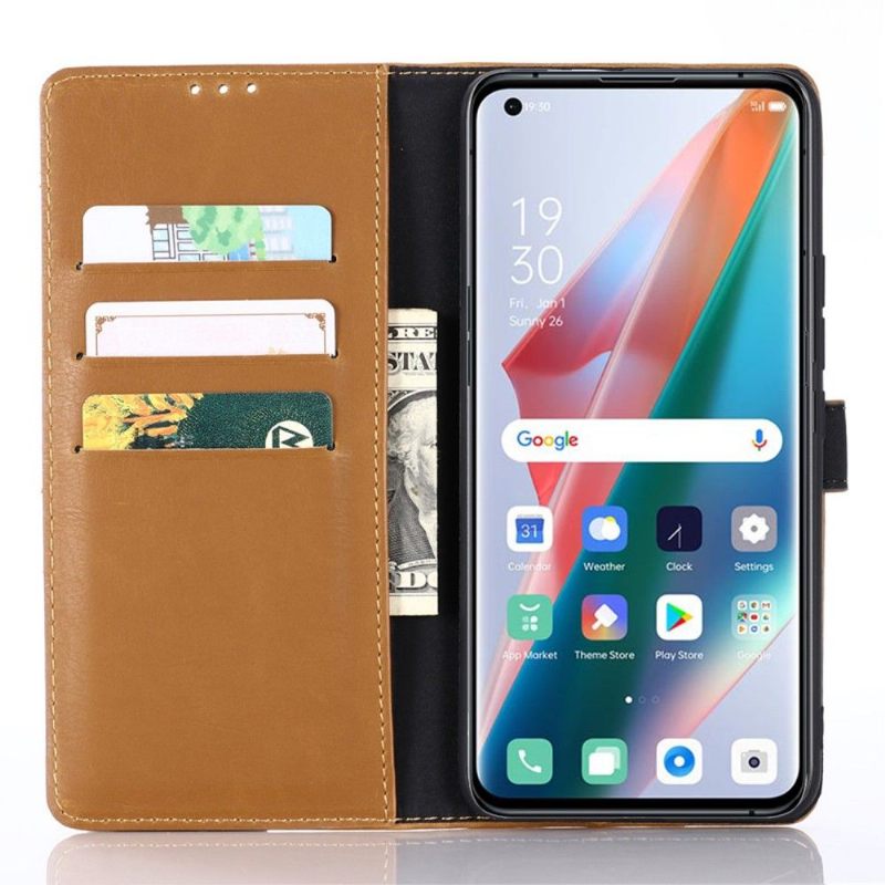 Cover voor Oppo Find X3 Pro Folio-hoesje Retro Kunstleer Folio