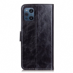 Flip Case voor Oppo Find X3 Pro Luxe Stiksels Met Leereffect