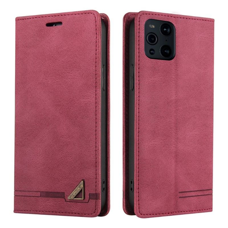 Folio-hoesje voor Oppo Find X3 Pro Gq.utrobe Kunstleer Retro