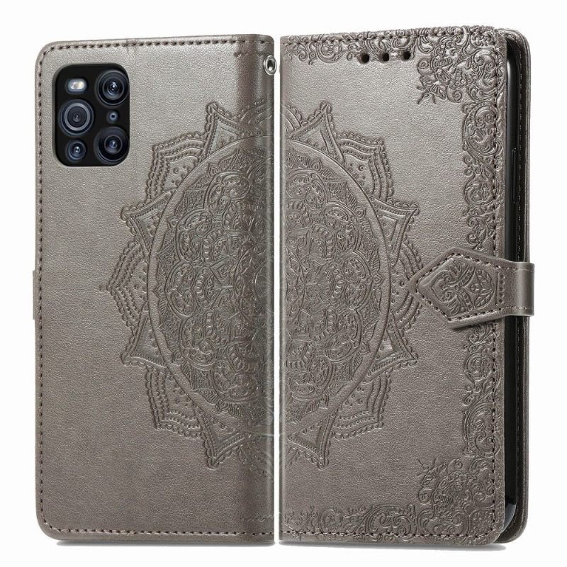 Folio-hoesje voor Oppo Find X3 Pro Mandala-reliëf In Kunstleer