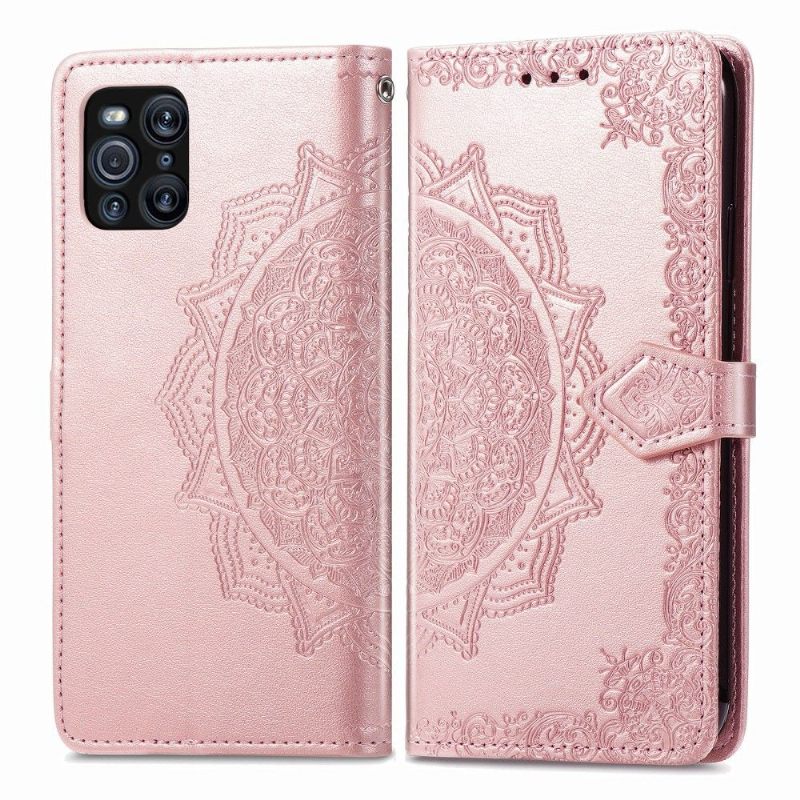 Folio-hoesje voor Oppo Find X3 Pro Mandala-reliëf In Kunstleer
