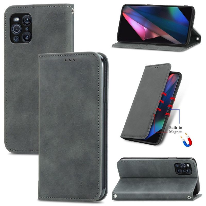 Folio-hoesje voor Oppo Find X3 Pro Zakelijk Retro