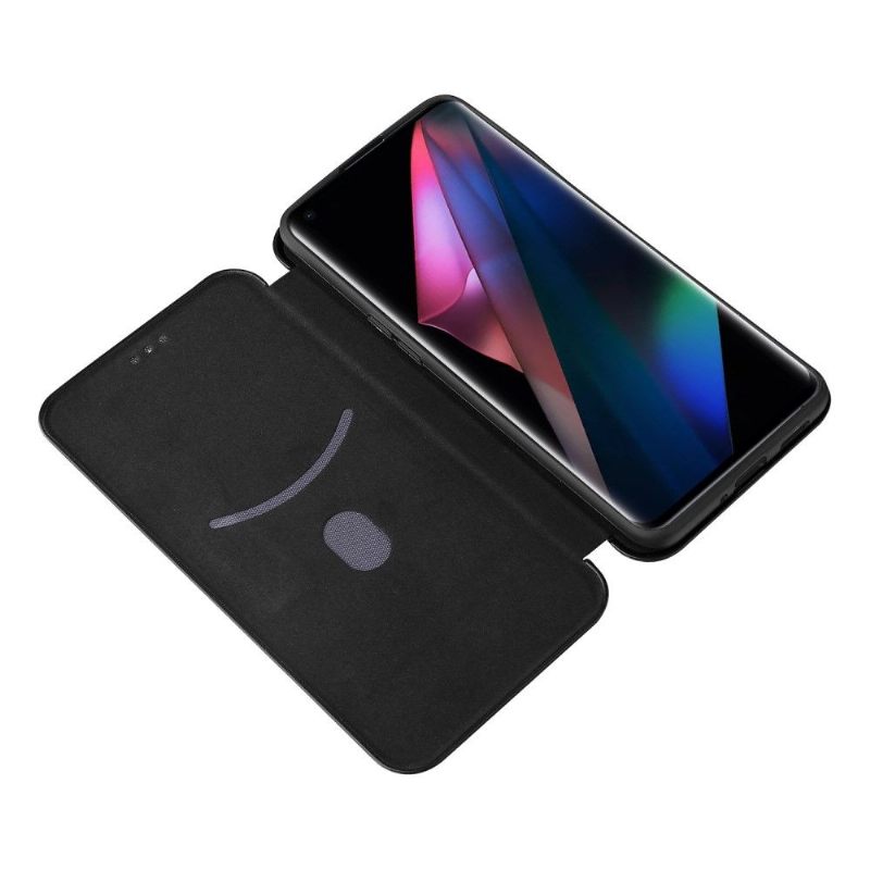 Leren Hoesje voor Oppo Find X3 Pro Kunstleer Van Koolstofvezel