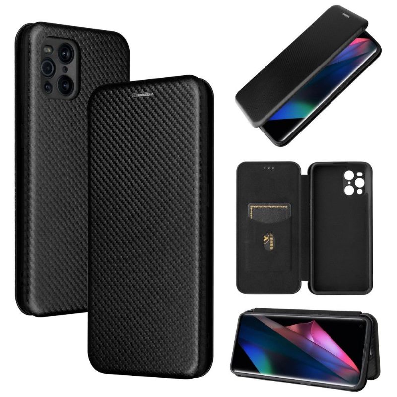 Leren Hoesje voor Oppo Find X3 Pro Kunstleer Van Koolstofvezel