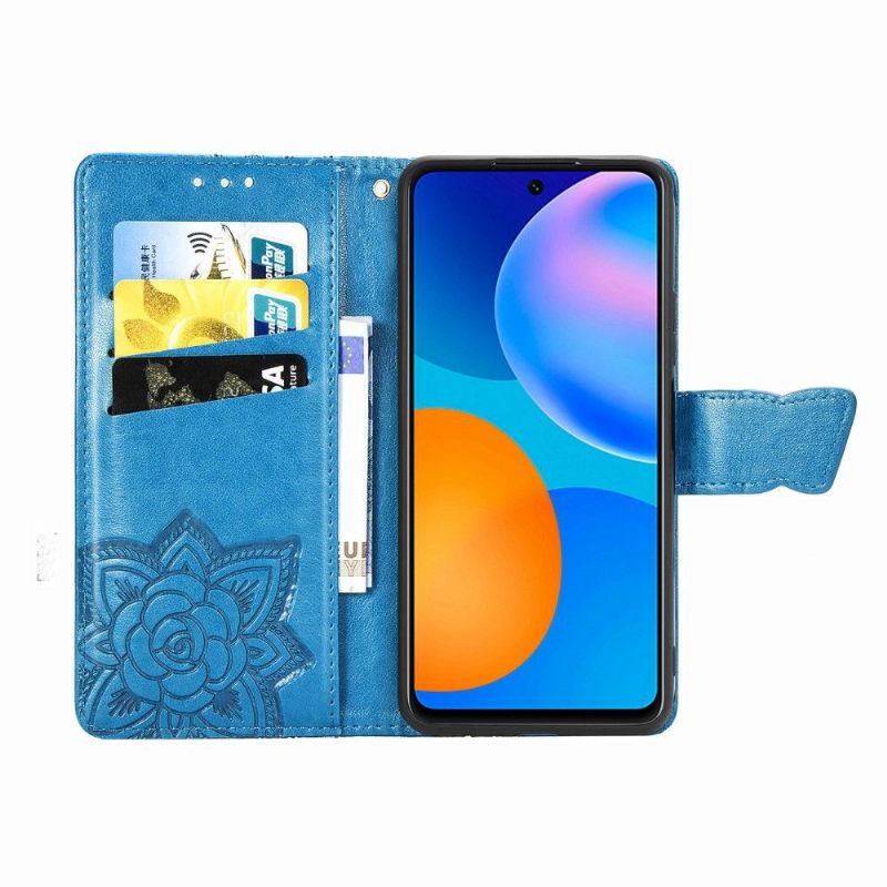 Leren Hoesje voor Huawei P Smart 2021 Bescherming Vlinder Met Reliëf