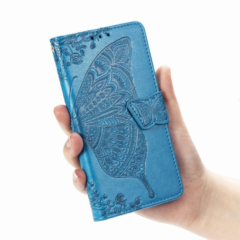 Leren Hoesje voor Huawei P Smart 2021 Bescherming Vlinder Met Reliëf