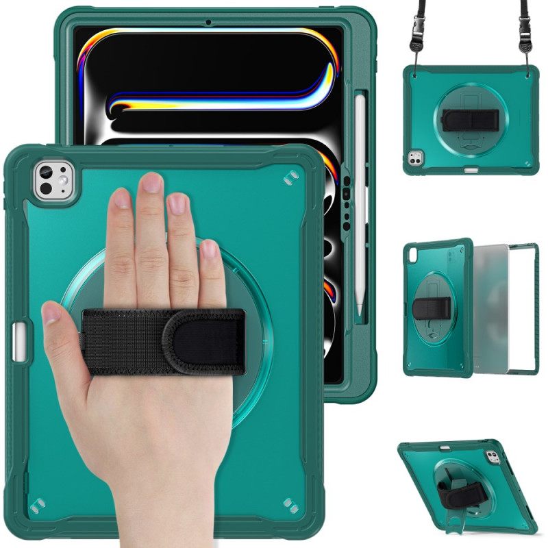 Cover Hoesje iPad Pro 13 (2025) Telefoonhoesje Handriem Standaard En Schouderriem