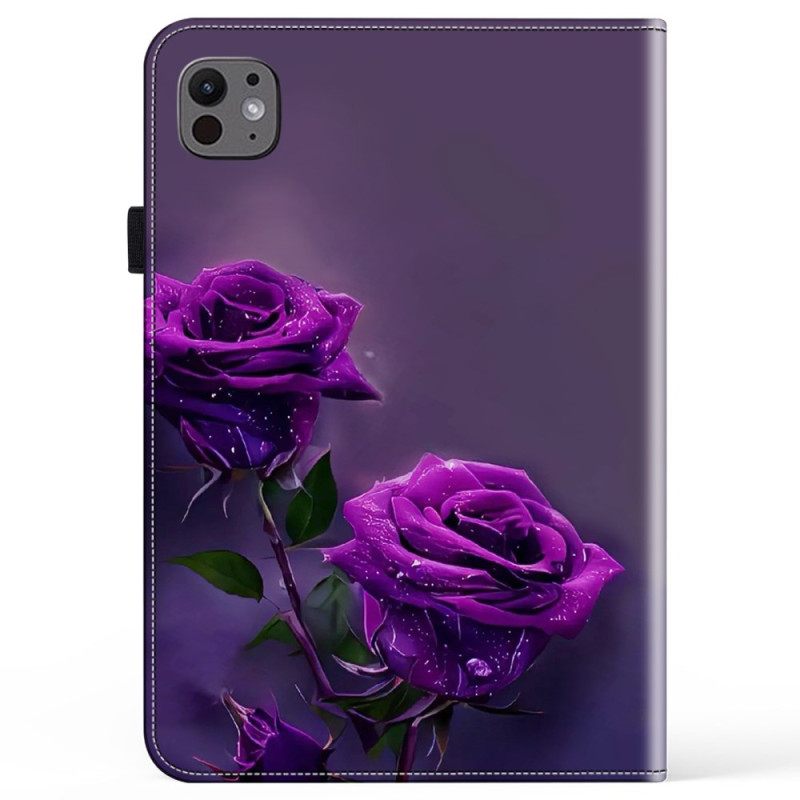Cover iPad Pro 13 (2025) Paarse Rozen Bescherming Hoesje