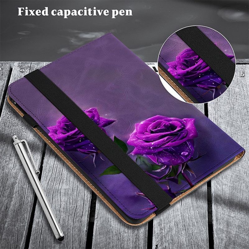 Cover iPad Pro 13 (2025) Paarse Rozen Bescherming Hoesje