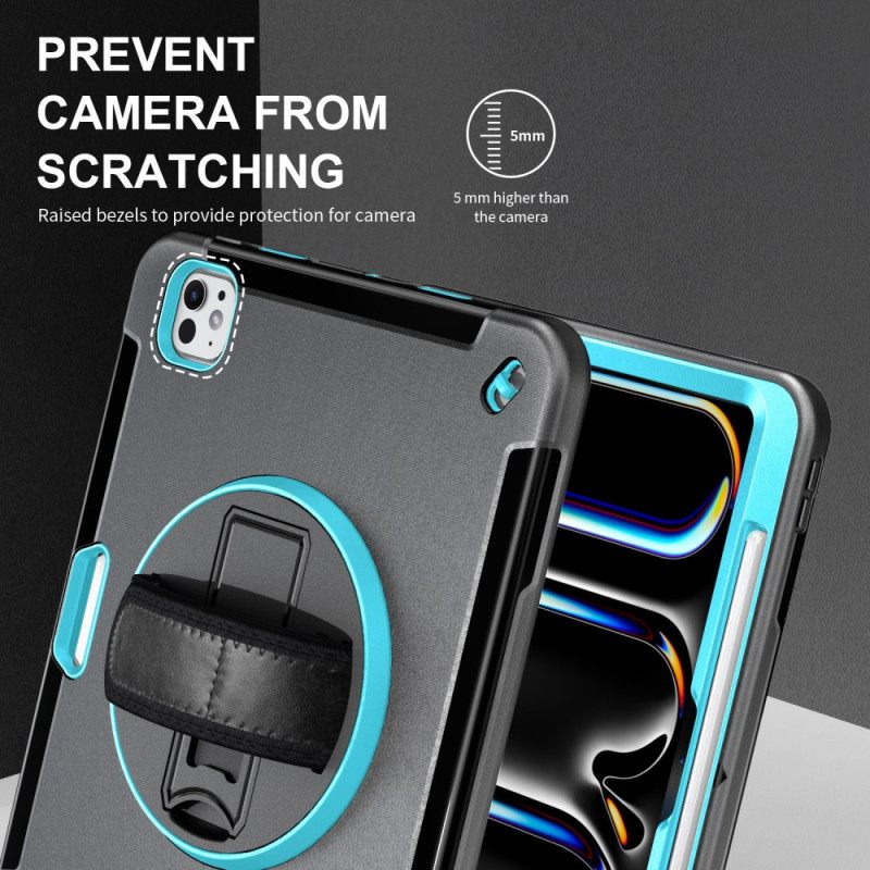 Hoesje iPad Pro 13 (2025) Stevige Ringhouder En Schouderriem