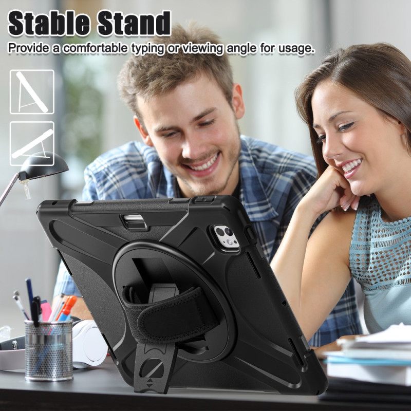 Hoesje iPad Pro 13 (2025) Stylushouder En Schouderriem Bescherming Hoesje