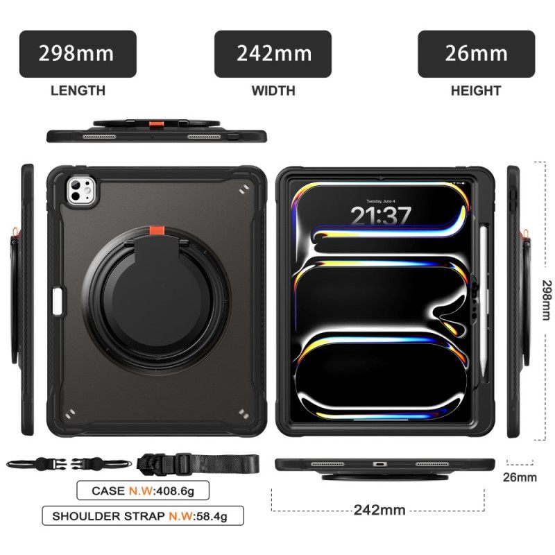 Hoesje Voor iPad Pro 13 (2025) Draaibare Standaard En Schouderriem