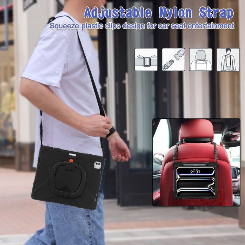 Hoesje Voor iPad Pro 13 (2025) Ringhouder En Verstelbare Schouderriem