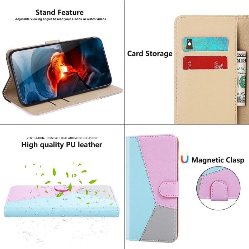 Folio-hoesje voor Xiaomi Redmi Note 9S / Redmi Note 9 Pro Driekleurige Naden
