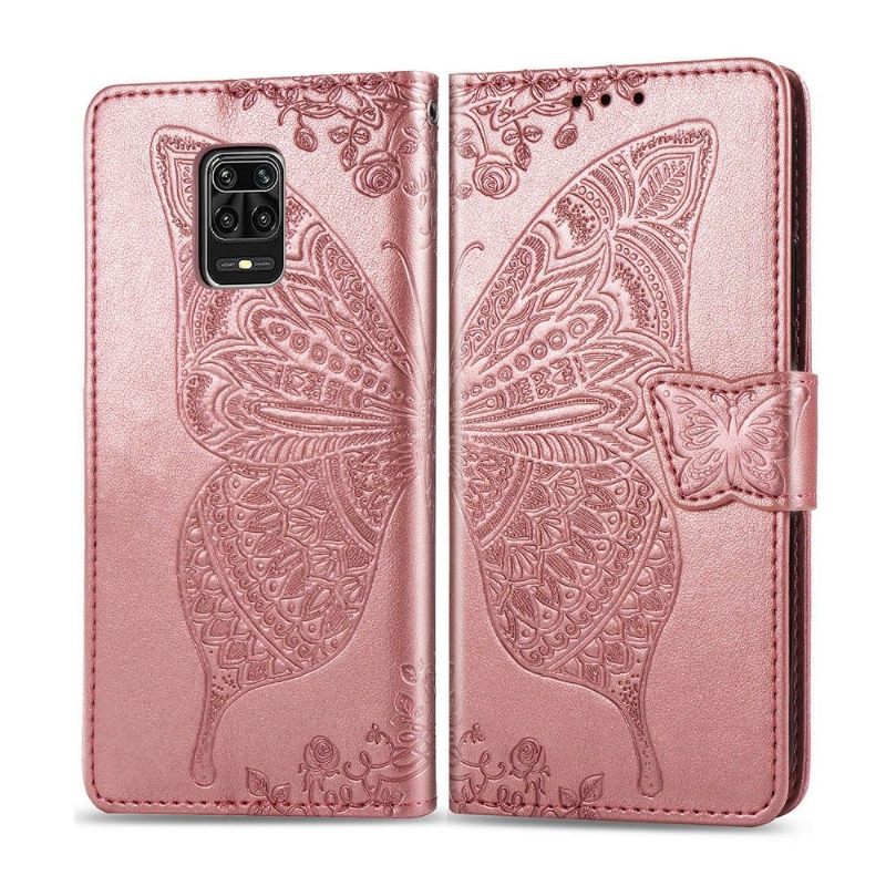 Folio-hoesje voor Xiaomi Redmi Note 9S / Redmi Note 9 Pro Vlinder Met Reliëf