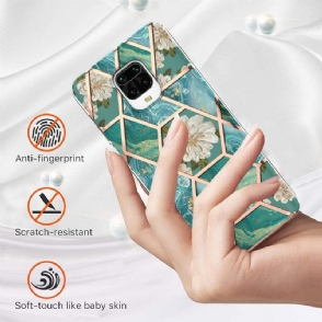 Hoesje voor Xiaomi Redmi Note 9S / Redmi Note 9 Pro Marmer En Witte Bloemen