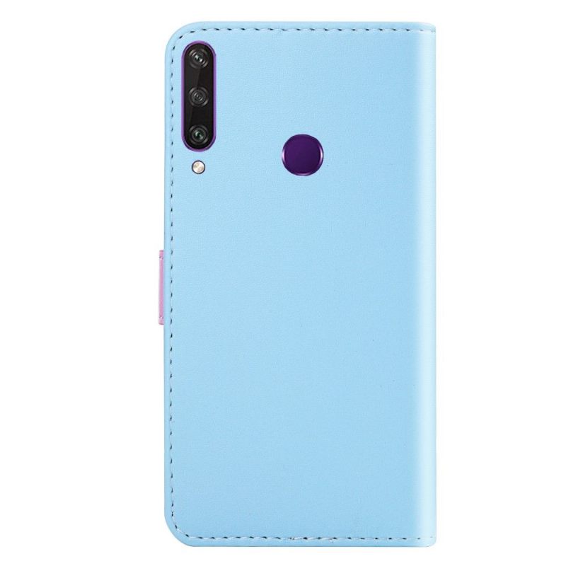 Leren Hoesje voor Huawei Y6p Driekleurige Naden