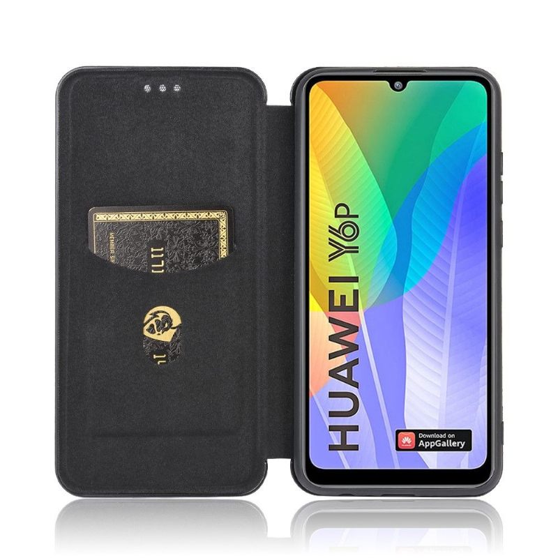 Leren Hoesje voor Huawei Y6p Koolstofvezeleffect