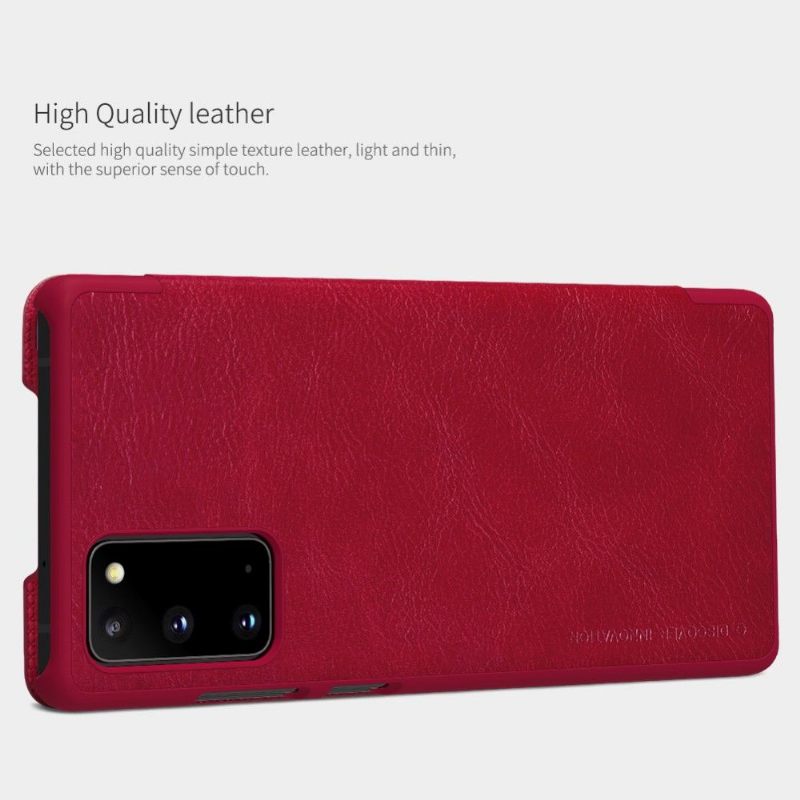 Folio-hoesje voor Samsung Galaxy Note 20 Qin Ledereffect - Rood