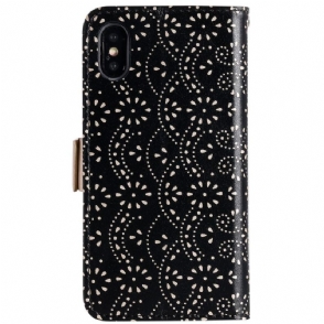 Folio-hoesje voor iPhone X / XS Anti-fall Kantpatroon Met Riem