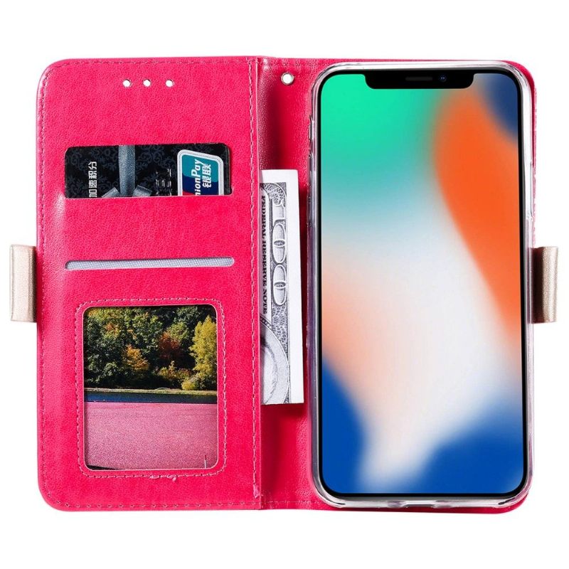 Folio-hoesje voor iPhone X / XS Anti-fall Kantpatroon Met Riem
