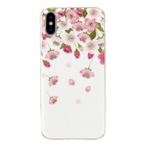 Hoesje voor iPhone X / XS Anti-fall Fluorescerende Bloemen